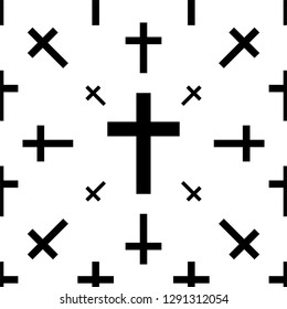 Christian Cross Seamless Pattern Vector Art Illustration