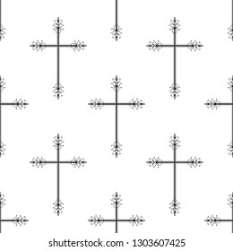 Christian Cross Seamless Pattern Vector Art Illustration