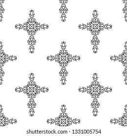 Christian Cross Seamless Pattern Vector Art Illustration