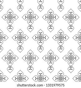Christian Cross Seamless Pattern Vector Art Illustration