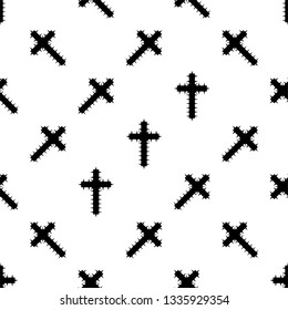 Christian Cross Seamless Pattern Vector Art Illustration