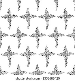 Christian Cross Seamless Pattern Vector Art Illustration