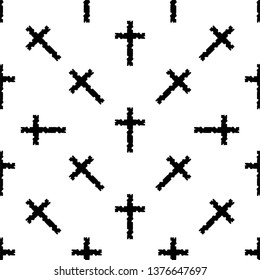 Christian Cross Seamless Pattern Vector Art Illustration