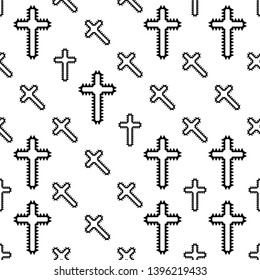 Christian Cross Seamless Pattern Vector Art Illustration