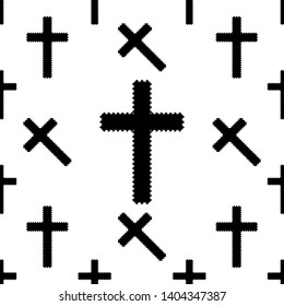 Christian Cross Seamless Pattern Vector Art Illustration