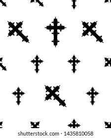 Christian Cross Seamless Pattern Vector Art Illustration
