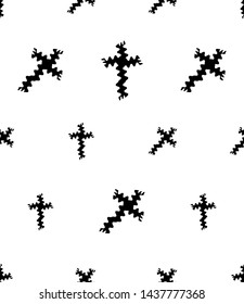 Christian Cross Seamless Pattern Vector Art Illustration