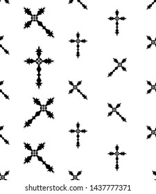 Christian Cross Seamless Pattern Vector Art Illustration