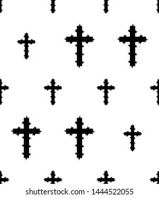 Christian Cross Seamless Pattern Vector Art Illustration