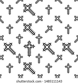 Christian Cross Seamless Pattern Vector Art Illustration