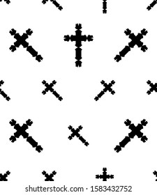 Christian Cross Seamless Pattern Vector Art Illustration