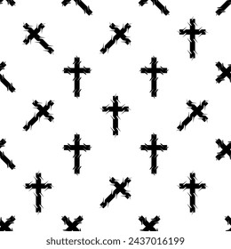 Christian Cross Seamless Pattern Vector Art Illustration