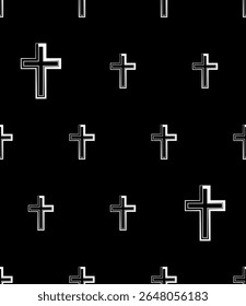Christian Cross Seamless Pattern Vector Art Illustration