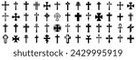 Christian cross set. Abstract religious cross icon collection. Set of cross icons for religion. Cross shape collection