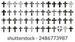 Christian cross set. Abstract religious cross icon collection. Set of cross icons for religion. Cross shape collection