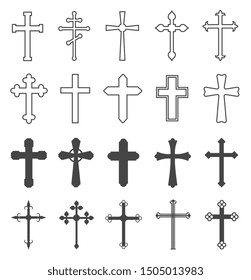 Christian Cross Set Catholic Orthodox Crucifix Stock Vector (Royalty ...