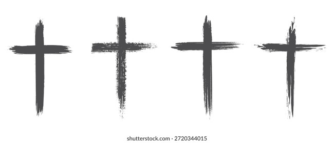 Christian Kreuz Set Sammlung. Pinselstrich kreuzen. Religiöses Kreuz.