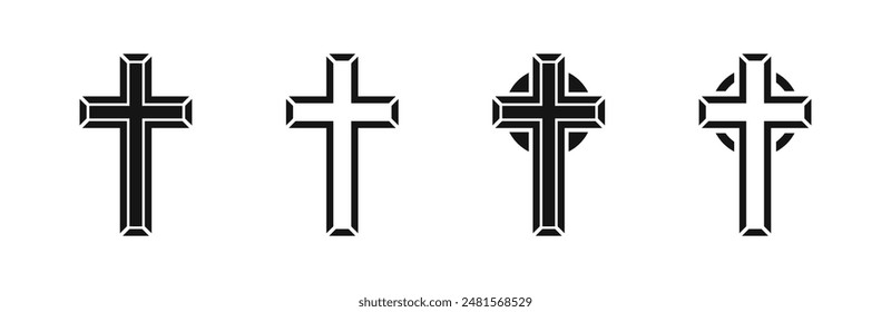 Christian cross. Set of crosses. Set christian cross vector symbols.