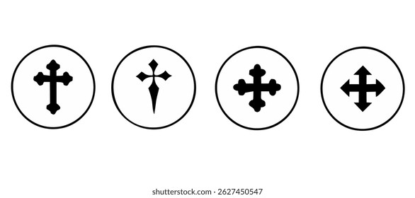 Christian Cross Set Vector Design on White Background