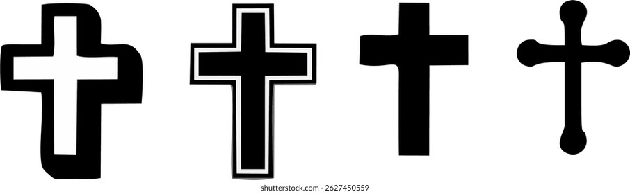 Christian Cross Set Vector Design on White Background