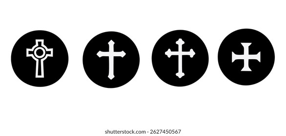 Christian Cross Set Vector Design on White Background