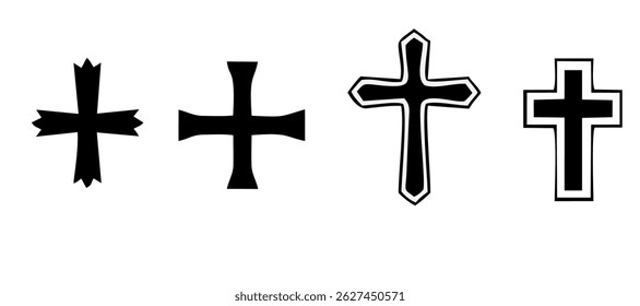 Christian Cross Set Vector Design on White Background