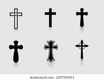 christian cross set vector and illustration for icon decoration object element