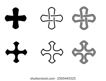 christian cross set vector and illustration isolated on white background for icon decoration object element