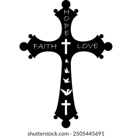 christian cross set vector and illustration isolated on white background for icon decoration object element tattoo 