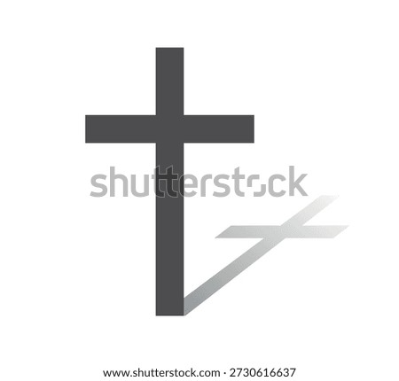 Christian cross with shadow. Religious cross.