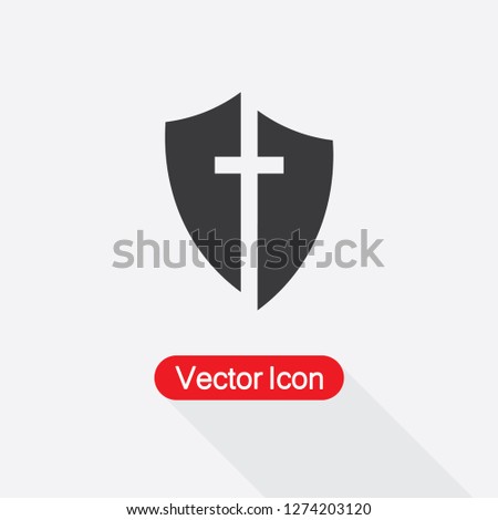 Christian Cross And Shield Of Faith Christian Church Icon Vector Illustration Eps10