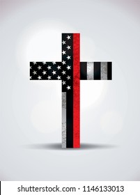 A Christian cross showing support for firefighters. Vector EPS 10 available.