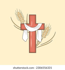 Dibujo vectorial de la ilustración de la cruz cristiana.Signo de religión