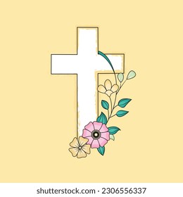Christian cross sign illustration vector graphic. Religion sign