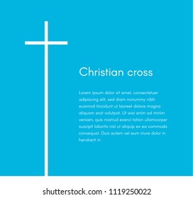 Christian cross silhouette. Religion symbol. White cross on blue background with text, vector illustration template for broschure, poster and web banner design