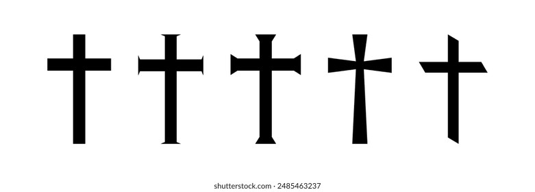 Christian Cross Silhouette Symbol Icon Set Vector