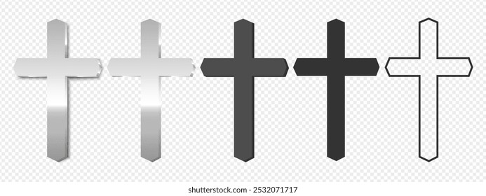 Christian cross. A silver, silhouette, Catholic or Christian cross, outline cross. Religion symbol	
