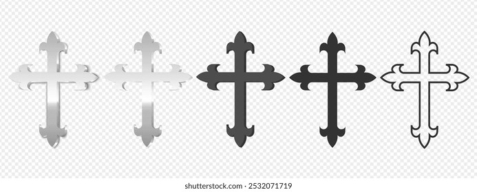 Cruz cristiana. Una cruz de plata, silueta, católica o cristiana, contorno cruz. Religión	
