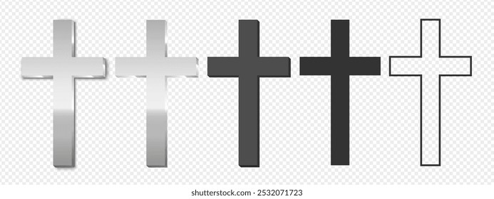 Cruz cristiana. Una cruz de plata, silueta, católica o cristiana, contorno cruz	
