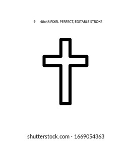 Christian Cross simple line icon vector illustration.Editable stroke. 48x48 Pixel Perfect.