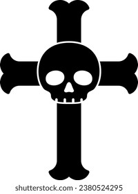 Christian Cross and Skeleton Isolated Vector Icon