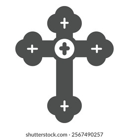 Christian cross solid icon, easter holiday concept. Vector graphics. Religion crucifix, silver metal cross sign on white background, glyph style icon for mobile or web design