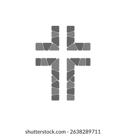 Christian Cross stone icon isolated on white background