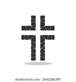 Christian Cross stone icon with shadow