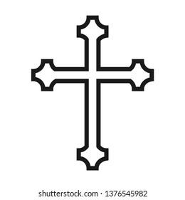 Christian cross. Stroke outline style. Vector. Isolate on white background.