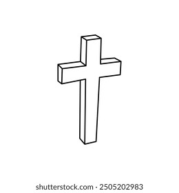 Christian cross symbol black and white flat vector icon design