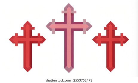 Christian cross symbol flat style. Set of different crosses icon vector . Vector illustration with background white.