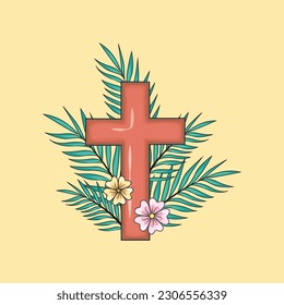 Christian cross symbol illustration vector graphic. Religion sign