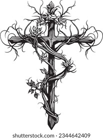 Christian cross tattoo design, cross art illustration.