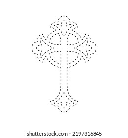 Christian Cross tracing worksheet for kids